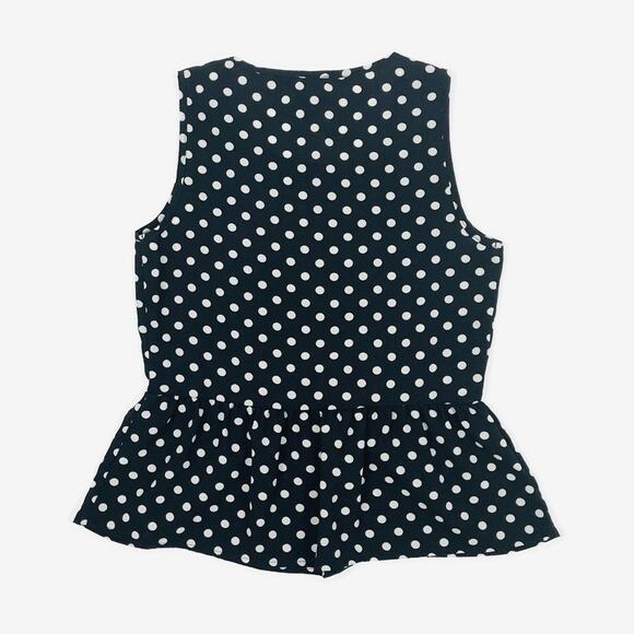 Como Vintage Polka Dot Top Size S Black White Peplum Retro Classic Summer - Picture 6 of 14